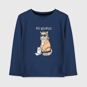 Детский лонгслив хлопок с принтом Big Meowski в городе Новоалтайск, 100% хлопок | круглый вырез горловины, полуприлегающий силуэт, длина до линии бедер | большой лебовски | боулинг | дюдя | кино | комедия | кот | котейка | котенок | котэ | кошка | молоко | хиппи | чувак | юмор