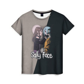Женская футболка 3D с принтом Sally Face в городе Новоалтайск, 100% полиэфир ( синтетическое хлопкоподобное полотно) | прямой крой, круглый вырез горловины, длина до линии бедер | sally face | гизмо | девид | девочка | игра | лари | ларри | мальчик | маска | мрачная | на лице | пых | с протезом | сал | сали | салли | салли фейс | фейс | фэйс | эддисон | эшли