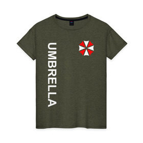 Женская футболка хлопок с принтом UMBRELLA CORP в городе Новоалтайск, 100% хлопок | прямой крой, круглый вырез горловины, длина до линии бедер, слегка спущенное плечо | ada wong | biohazard | game | gamer | leon | logo | mistic | raccoon city | re2 | resident evil 2 | rpd | stars | umbrella | ада вонг | амбрелла | зомби | игра | мистика | ужасы