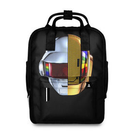 Женский рюкзак 3D с принтом Daft Punk в городе Новоалтайск, 100% полиэстер | лямки с регулируемой длиной, сверху ручки, чтобы рюкзак нести как сумку. Основное отделение закрывается на молнию, как и внешний карман. Внутри два дополнительных кармана, один из которых закрывается на молнию. По бокам два дополнительных кармашка, куда поместится маленькая бутылочка
 | daft punk | electronic | house | human | music | robot | дафт панк | музыка | синти поп | хаус | электроника