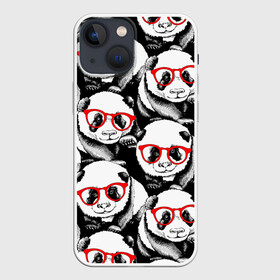Чехол для iPhone 13 mini с принтом Панды в красных очках в городе Новоалтайск,  |  | animals | bears | funny | head | muzzl | pandas | red | весёлые | взгляд | голова | графика | животные | искусство | картинка | красивый | красные | крутой | медведи | мода | модный | молодёжная | очки | панды | рисунок