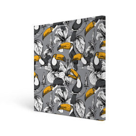 Холст квадратный с принтом Туканы в городе Новоалтайск, 100% ПВХ |  | background | birds | exotic | flowers | gray | jungle | toucans | woodpeckers | абстракция | графика | джунгли | дятловые | искусство | картинка | коллаж | красивый | крутой | мода | модный | молодёжная | птицы | рисунок | серый | стиль