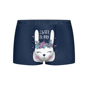 Мужские трусы 3D с принтом Sweet bunny в городе Новоалтайск, 50% хлопок, 50% полиэстер | классическая посадка, на поясе мягкая тканевая резинка | art | creat | drawing | graphics | picture | белый | влюбленный | графика | день святого валентина | заяц | зеленый | искусство | картинка | кролик | крутой | лучший | любовь | модный | подарок | праздник | пушистый