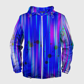 Мужская ветровка 3D с принтом neon strokes в городе Новоалтайск, 100% полиэстер | подол и капюшон оформлены резинкой с фиксаторами, два кармана без застежек по бокам, один потайной карман на груди | abstract | abstraction | comb | cyberpunk | texture | абстракция | бронь | броня | кибер панк | соты | стальные соты | текстуры
