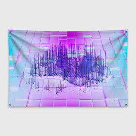 Флаг-баннер с принтом ABSTRACT NEON в городе Новоалтайск, 100% полиэстер | размер 67 х 109 см, плотность ткани — 95 г/м2; по краям флага есть четыре люверса для крепления | abstract | abstraction | comb | cyberpunk | texture | абстракция | бронь | броня | кибер панк | соты | стальные соты | текстуры