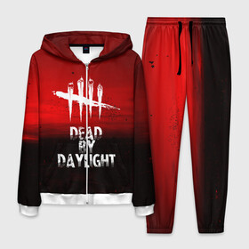 Мужской костюм 3D с принтом DEAD BY DAYLIGHT в городе Новоалтайск, 100% полиэстер | Манжеты и пояс оформлены тканевой резинкой, двухслойный капюшон со шнурком для регулировки, карманы спереди | dead by daylight | game | hillbilly | maniacs | trapper | wraith | деревенщина | игра | мертвые днем | охотник | призрак