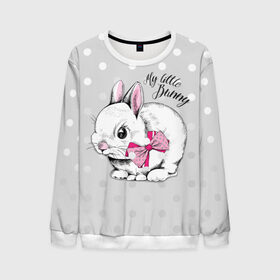 Мужской свитшот 3D с принтом My little Bunny в городе Новоалтайск, 100% полиэстер с мягким внутренним слоем | круглый вырез горловины, мягкая резинка на манжетах и поясе, свободная посадка по фигуре | art | best | cool | creativity | drawing | graphics | phonthasia | picture | trend | бант | белый | графика | животное | зайченок | зайчик | искусство | картинка | кролик | крутой | лучший | маленький | милый | модный | мой | пушистый