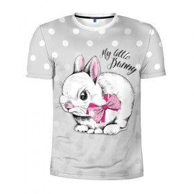 Мужская футболка 3D спортивная с принтом My little Bunny в городе Новоалтайск, 100% полиэстер с улучшенными характеристиками | приталенный силуэт, круглая горловина, широкие плечи, сужается к линии бедра | art | best | cool | creativity | drawing | graphics | phonthasia | picture | trend | бант | белый | графика | животное | зайченок | зайчик | искусство | картинка | кролик | крутой | лучший | маленький | милый | модный | мой | пушистый