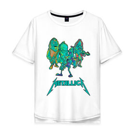 Мужская футболка хлопок Oversize с принтом Metallica зеленый неон в городе Новоалтайск, 100% хлопок | свободный крой, круглый ворот, “спинка” длиннее передней части | metal | metalhead | metallica | rock | джеймсхетфилд | кирк хэммет | ларс ульрих | металика | металл | металлика | роберт трухильо | робот | рок