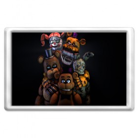 Магнит 45*70 с принтом Five Nights at Freddy`s в городе Новоалтайск, Пластик | Размер: 78*52 мм; Размер печати: 70*45 | five nights at freddy s | game | horror | игры | механические куклы | ночь | охранник | пять ночей у фредди | светящиеся глаза | ужас