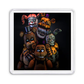 Магнит 55*55 с принтом Five Nights at Freddy`s в городе Новоалтайск, Пластик | Размер: 65*65 мм; Размер печати: 55*55 мм | five nights at freddy s | game | horror | игры | механические куклы | ночь | охранник | пять ночей у фредди | светящиеся глаза | ужас