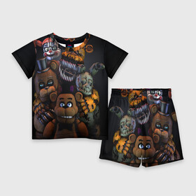 Детский костюм с шортами 3D с принтом Five Nights at Freddy s в городе Новоалтайск,  |  | Тематика изображения на принте: five nights at freddy s | game | horror | игры | механические куклы | ночь | охранник | пять ночей у фредди | светящиеся глаза | ужас