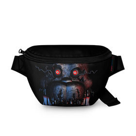 Поясная сумка 3D с принтом Five Nights at Freddys в городе Новоалтайск, 100% полиэстер | плотная ткань, ремень с регулируемой длиной, внутри несколько карманов для мелочей, основное отделение и карман с обратной стороны сумки застегиваются на молнию | five nights at freddy s | game | horror | игры | механические куклы | ночь | охранник | пять ночей у фредди | светящиеся глаза | ужас