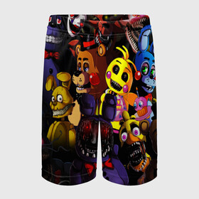 Детские спортивные шорты 3D с принтом Five Nights at Freddys в городе Новоалтайск,  100% полиэстер
 | пояс оформлен широкой мягкой резинкой, ткань тянется
 | five nights at freddy s | game | horror | игры | механические куклы | ночь | охранник | пять ночей у фредди | светящиеся глаза | ужас
