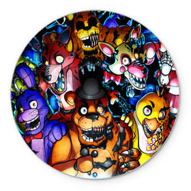 Коврик круглый с принтом Five Nights at Freddy`s в городе Новоалтайск, резина и полиэстер | круглая форма, изображение наносится на всю лицевую часть | five nights at freddy s | game | horror | игры | механические куклы | ночь | охранник | пять ночей у фредди | светящиеся глаза | ужас
