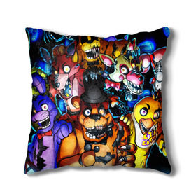 Подушка 3D с принтом Five Nights at Freddy`s в городе Новоалтайск, наволочка – 100% полиэстер, наполнитель – холлофайбер (легкий наполнитель, не вызывает аллергию). | состоит из подушки и наволочки. Наволочка на молнии, легко снимается для стирки | five nights at freddy s | game | horror | игры | механические куклы | ночь | охранник | пять ночей у фредди | светящиеся глаза | ужас