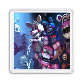 Магнит 55*55 с принтом Five Nights at Freddy`s в городе Новоалтайск, Пластик | Размер: 65*65 мм; Размер печати: 55*55 мм | five nights at freddy s | game | horror | игры | механические куклы | ночь | охранник | пять ночей у фредди | светящиеся глаза | ужас