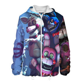 Мужская куртка 3D с принтом Five Nights at Freddy`s в городе Новоалтайск, ткань верха — 100% полиэстер, подклад — флис | прямой крой, подол и капюшон оформлены резинкой с фиксаторами, два кармана без застежек по бокам, один большой потайной карман на груди. Карман на груди застегивается на липучку | five nights at freddy s | game | horror | игры | механические куклы | ночь | охранник | пять ночей у фредди | светящиеся глаза | ужас