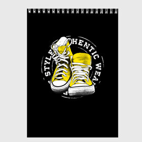 Скетчбук с принтом Sporty style sneakers в городе Новоалтайск, 100% бумага
 | 48 листов, плотность листов — 100 г/м2, плотность картонной обложки — 250 г/м2. Листы скреплены сверху удобной пружинной спиралью | sport | streng | бег | белый | графика | жёлтый | искусство | картинка | кеды | крутой | лучший | мода | молодежная | надпись | обувь | путешествие | рисунок | сила | скорость | спорт | спортивная | стиль