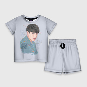Детский костюм с шортами 3D с принтом Jeon Jungkook в городе Новоалтайск,  |  | bts | gucci | jeon jungkook | k pop | korean pop | music | бтс | гуси | гучи | гуччи | кей поп | коллаб | чон чонгук