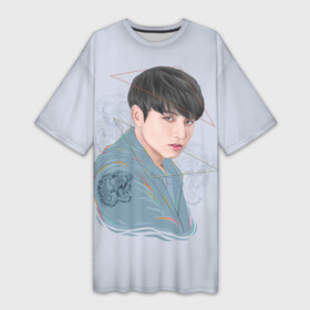 Платье-футболка 3D с принтом Jeon Jungkook в городе Новоалтайск,  |  | bts | gucci | jeon jungkook | k pop | korean pop | music | бтс | гуси | гучи | гуччи | кей поп | коллаб | чон чонгук