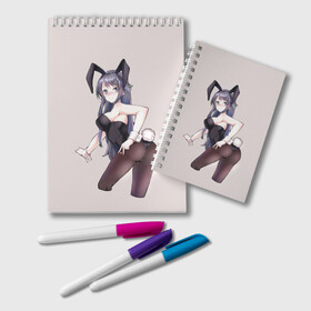 Блокнот с принтом Bunny Girl в городе Новоалтайск, 100% бумага | 48 листов, плотность листов — 60 г/м2, плотность картонной обложки — 250 г/м2. Листы скреплены удобной пружинной спиралью. Цвет линий — светло-серый
 | Тематика изображения на принте: anime | rascal does not dream of bunny girl senpai | seishun buta yarou wa bunny girl senpai | аниме | сакурадзима май | сакута | этот глупый свин не понимает мечту девочки зайки
