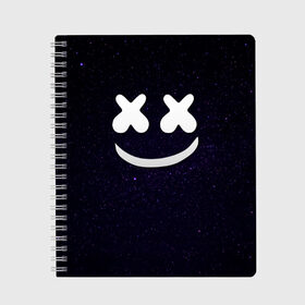 Тетрадь с принтом Marshmello Cosmos в городе Новоалтайск, 100% бумага | 48 листов, плотность листов — 60 г/м2, плотность картонной обложки — 250 г/м2. Листы скреплены сбоку удобной пружинной спиралью. Уголки страниц и обложки скругленные. Цвет линий — светло-серый
 | marshmello | диджей | звезды | клуб | клубная музыка | космос | маршмеллоу | маршмэлло | маршмэллоу | музыка | небо | ночь | электронная