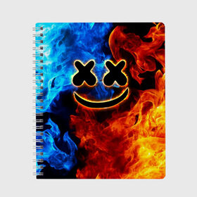 Тетрадь с принтом Marshmello Cosmos в городе Новоалтайск, 100% бумага | 48 листов, плотность листов — 60 г/м2, плотность картонной обложки — 250 г/м2. Листы скреплены сбоку удобной пружинной спиралью. Уголки страниц и обложки скругленные. Цвет линий — светло-серый
 | Тематика изображения на принте: marshmello | диджей | звезды | клуб | клубная музыка | космос | маршмеллоу | маршмэлло | маршмэллоу | музыка | небо | ночь | электронная