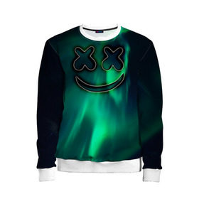 Детский свитшот 3D с принтом Marshmello Cosmos в городе Новоалтайск, 100% полиэстер | свободная посадка, прямой крой, мягкая тканевая резинка на рукавах и понизу свитшота | marshmello | диджей | звезды | клуб | клубная музыка | космос | маршмеллоу | маршмэлло | маршмэллоу | музыка | небо | ночь | электронная