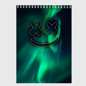 Скетчбук с принтом Marshmello Cosmos в городе Новоалтайск, 100% бумага
 | 48 листов, плотность листов — 100 г/м2, плотность картонной обложки — 250 г/м2. Листы скреплены сверху удобной пружинной спиралью | marshmello | диджей | звезды | клуб | клубная музыка | космос | маршмеллоу | маршмэлло | маршмэллоу | музыка | небо | ночь | электронная