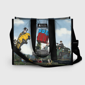 Сумка-шоппер 3D с принтом PUBG в городе Новоалтайск, 100% полиэстер | застегивается на металлическую кнопку; внутренний карман застегивается на молнию. Стенки укреплены специальным мягким материалом, чтобы защитить содержимое от несильных ударов
 | action | battlegrounds | chiken | game | online | playerunknown’s | pubg | игры | камуфляж | курица | наемники | огонь | пабг | пубг | сковорода | солдаты | шутер