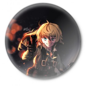 Значок с принтом Youjo Senki в городе Новоалтайск,  металл | круглая форма, металлическая застежка в виде булавки | anime | manga | tanya | the military chronicles of a little girl | the saga of tanya the evil | youjo senki | аниме | военная хроника маленькой девочки | манга | таня фон дегручав