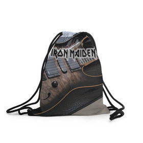 Рюкзак-мешок 3D с принтом Iron Maiden в городе Новоалтайск, 100% полиэстер | плотность ткани — 200 г/м2, размер — 35 х 45 см; лямки — толстые шнурки, застежка на шнуровке, без карманов и подкладки | бас | британия | брюс дикинсон | гитара | группа | дева | железная | метал | нико макбрэйн | рок | стив харрис | хеви | яник герс