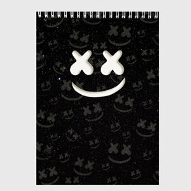 Скетчбук с принтом Marshmello Cosmos в городе Новоалтайск, 100% бумага
 | 48 листов, плотность листов — 100 г/м2, плотность картонной обложки — 250 г/м2. Листы скреплены сверху удобной пружинной спиралью | marshmello | диджей | звезды | клуб | клубная музыка | космос | маршмеллоу | маршмэлло | маршмэллоу | музыка | небо | ночь | электронная