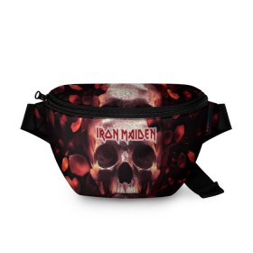 Поясная сумка 3D с принтом Iron Maiden в городе Новоалтайск, 100% полиэстер | плотная ткань, ремень с регулируемой длиной, внутри несколько карманов для мелочей, основное отделение и карман с обратной стороны сумки застегиваются на молнию | бас | британия | брюс дикинсон | гитара | группа | дева | железная | метал | нико макбрэйн | рок | стив харрис | хеви | яник герс