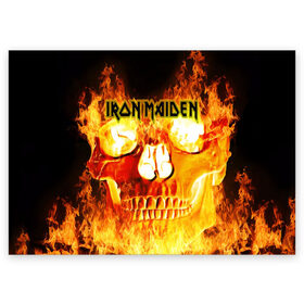 Поздравительная открытка с принтом Iron Maiden в городе Новоалтайск, 100% бумага | плотность бумаги 280 г/м2, матовая, на обратной стороне линовка и место для марки
 | бас | британия | брюс дикинсон | гитара | группа | дева | железная | метал | нико макбрэйн | рок | стив харрис | хеви | яник герс