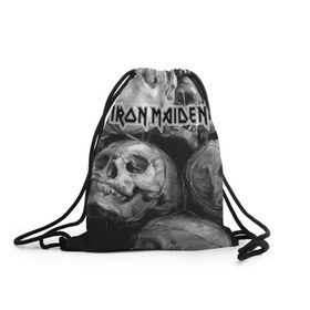 Рюкзак-мешок 3D с принтом Iron Maiden в городе Новоалтайск, 100% полиэстер | плотность ткани — 200 г/м2, размер — 35 х 45 см; лямки — толстые шнурки, застежка на шнуровке, без карманов и подкладки | бас | британия | брюс дикинсон | гитара | группа | дева | железная | метал | нико макбрэйн | рок | стив харрис | хеви | яник герс