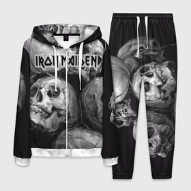 Мужской костюм 3D с принтом Iron Maiden в городе Новоалтайск, 100% полиэстер | Манжеты и пояс оформлены тканевой резинкой, двухслойный капюшон со шнурком для регулировки, карманы спереди | бас | британия | брюс дикинсон | гитара | группа | дева | железная | метал | нико макбрэйн | рок | стив харрис | хеви | яник герс