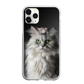 Чехол для iPhone 11 Pro матовый с принтом Кот и мышка в городе Новоалтайск, Силикон |  | Тематика изображения на принте: животные | кот | котенок | кошка | крыса | мышка | мышь | перс | персидский кот | серый