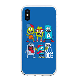 Чехол для iPhone XS Max матовый с принтом Cool dudes в городе Новоалтайск, Силикон | Область печати: задняя сторона чехла, без боковых панелей | athletes | ball | baseball caps | basketball | cool | dudes | guys | teens | баскетбол | бейсболки | бешеные | глаза | зубы | иллюстрация | кеды | классные | кроссовки | крутые | монстры | мяч | парни | подростки | рисунок