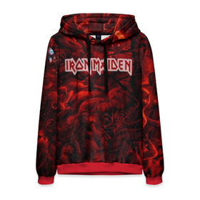 Мужская толстовка 3D с принтом Iron Maiden в городе Новоалтайск, 100% полиэстер | двухслойный капюшон со шнурком для регулировки, мягкие манжеты на рукавах и по низу толстовки, спереди карман-кенгуру с мягким внутренним слоем. | Тематика изображения на принте: бас | британия | брюс дикинсон | гитара | группа | дева | железная | метал | нико макбрэйн | рок | стив харрис | хеви | яник герс