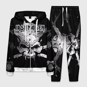 Мужской костюм 3D с принтом Iron Maiden в городе Новоалтайск, 100% полиэстер | Манжеты и пояс оформлены тканевой резинкой, двухслойный капюшон со шнурком для регулировки, карманы спереди | бас | британия | брюс дикинсон | гитара | группа | дева | железная | метал | нико макбрэйн | рок | стив харрис | хеви | яник герс