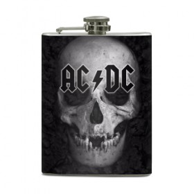Фляга с принтом AC/DC в городе Новоалтайск, металлический корпус | емкость 0,22 л, размер 125 х 94 мм. Виниловая наклейка запечатывается полностью | Тематика изображения на принте: австралийская | ангус янг | блюз | группа | малькольм янг | рок | рок н ролл | стиви янг | хард