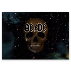 Поздравительная открытка с принтом AC/DC в городе Новоалтайск, 100% бумага | плотность бумаги 280 г/м2, матовая, на обратной стороне линовка и место для марки
 | Тематика изображения на принте: австралийская | ангус янг | блюз | группа | малькольм янг | рок | рок н ролл | стиви янг | хард