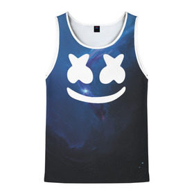Мужская майка 3D с принтом Space Marshmello в городе Новоалтайск, 100% полиэстер | круглая горловина, приталенный силуэт, длина до линии бедра. Пройма и горловина окантованы тонкой бейкой | chris comstock | electronic | joytime iii | marshmello | клубная | маршмелло | маршмеллоу | электронная музыка