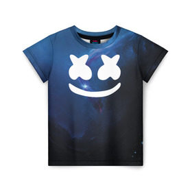 Детская футболка 3D с принтом Space Marshmello в городе Новоалтайск, 100% гипоаллергенный полиэфир | прямой крой, круглый вырез горловины, длина до линии бедер, чуть спущенное плечо, ткань немного тянется | chris comstock | electronic | joytime iii | marshmello | клубная | маршмелло | маршмеллоу | электронная музыка