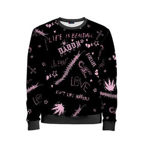 Детский свитшот 3D с принтом LIL PEEP - Life Is Beautiful в городе Новоалтайск, 100% полиэстер | свободная посадка, прямой крой, мягкая тканевая резинка на рукавах и понизу свитшота | beautiful | broken | daddy | dead | exclusive | heart | life | lil | lilpeep | music | peep | pump | rap | rapper | rip | tattoo | густав | лил | лилпип | мертв | память | пип | рип | рэп | рэпер | сердечко | сердце | тату | умер