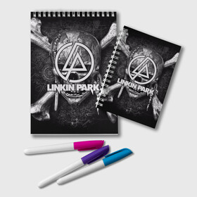 Блокнот с принтом Linkin Park в городе Новоалтайск, 100% бумага | 48 листов, плотность листов — 60 г/м2, плотность картонной обложки — 250 г/м2. Листы скреплены удобной пружинной спиралью. Цвет линий — светло-серый
 | Тематика изображения на принте: американская | группа | линкин | майк шинода | метал | музыка | ню | парк | поп | рок | рэп | феникс фаррелл | честер беннингтон | электроник