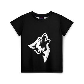 Детская футболка 3D с принтом Animal Wolf Black в городе Новоалтайск, 100% гипоаллергенный полиэфир | прямой крой, круглый вырез горловины, длина до линии бедер, чуть спущенное плечо, ткань немного тянется | animal | black | wolf | волк | черный