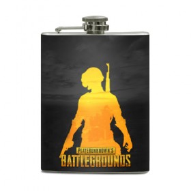 Фляга с принтом PUBG в городе Новоалтайск, металлический корпус | емкость 0,22 л, размер 125 х 94 мм. Виниловая наклейка запечатывается полностью | Тематика изображения на принте: 
